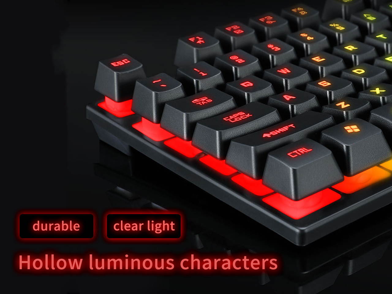 AOSTIRMOTOR Gaming Keyboard,USB Wired LED Backlight Anti-ghosting RGB Keyboard, 104 keys ,Water Resistant,for Windows PC Laptop game