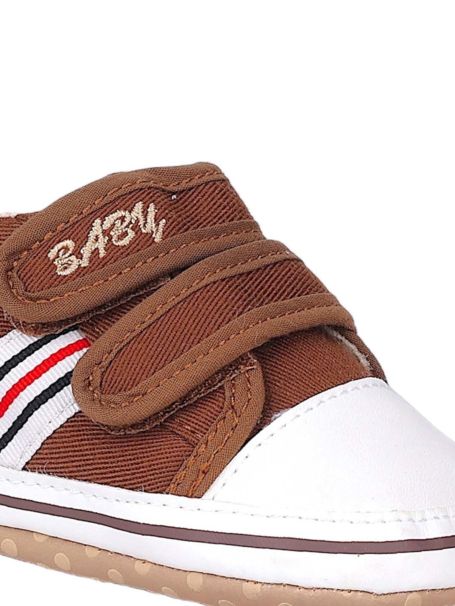 Baby Moo Kids Brown & White Velcro Shoes