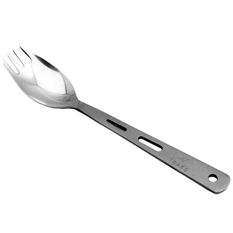 TOAKS Polished Narrow Head Titanium Camping Spork with Matte Handle