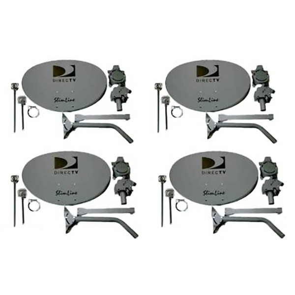 Lot 4 Slimline DirecTV DTV Dish Antennas KA/KU HD MPEG4 W/Monopoles