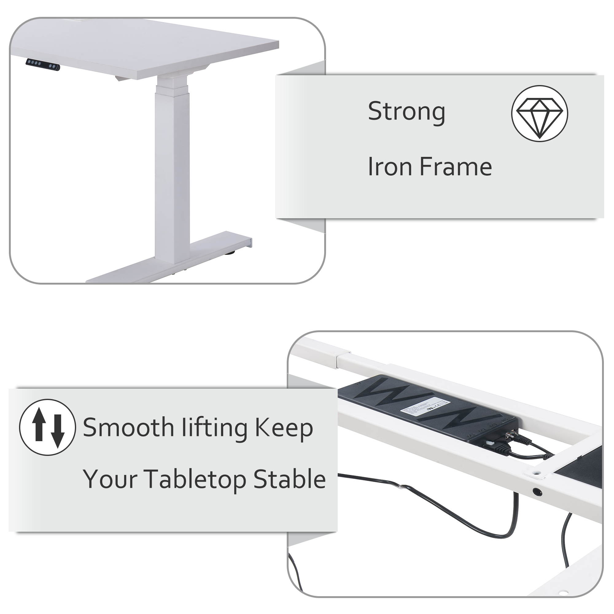 59'' Electric Standing Desk Gaming Desk Home Office Computer Desk Modern Design For Healthy Working With Powerful Smooth Dual Motor Lift System,Headphone Hook and Cable Management,Black