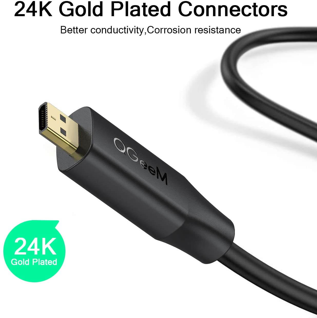 Micro HDMI to HDMI Cable 6FT, QGeeM High Speed 4K 60Hz Male to Male HDR HDMI 2.0 Adapter, Compatible with GoPro Hero 7/6 / 5, GoPro Hero 2018, Sony A6600 / A6400 Nikon Z50, Canon EOS M50Leica CL