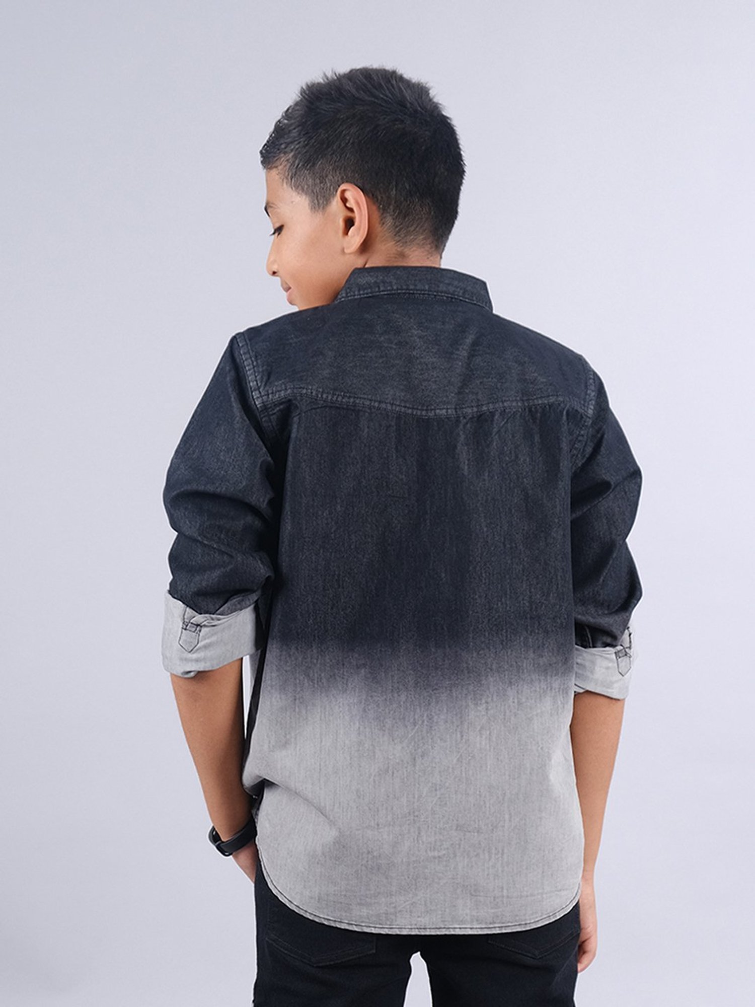 Kiddopanti Kids Black Tie-Dye Full Sleeves Shirt