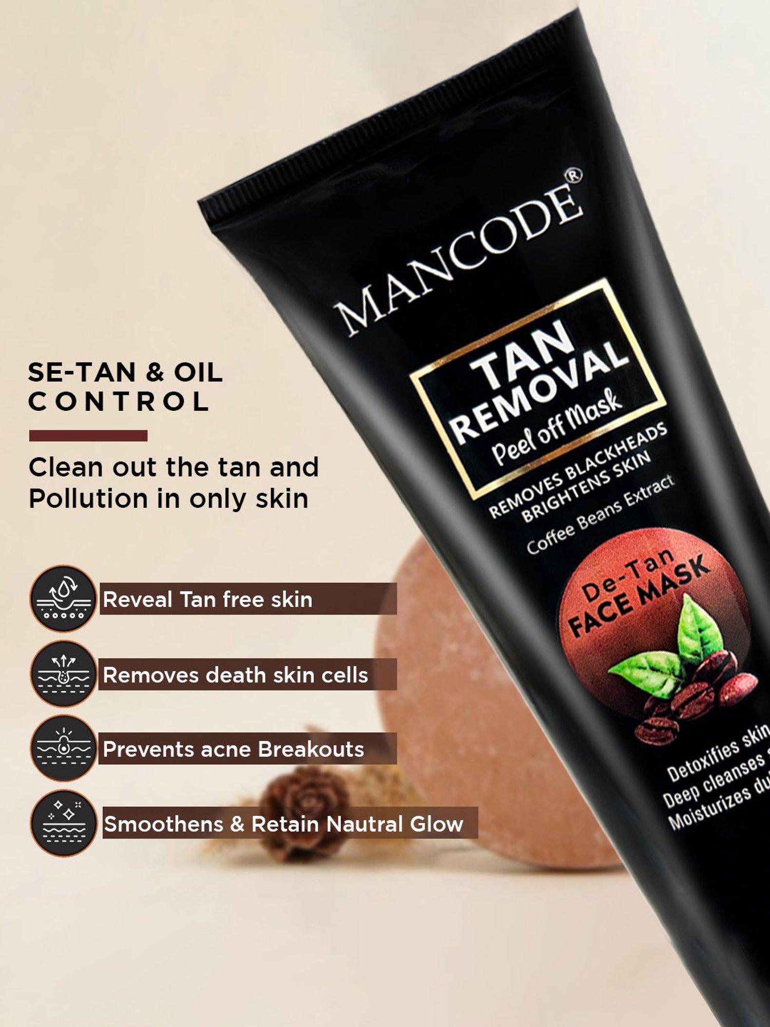 Mancode Detoxifying De Tan, Vitamin C & Acne Control Tea Tree Foaming Facewash (Pack of 3)