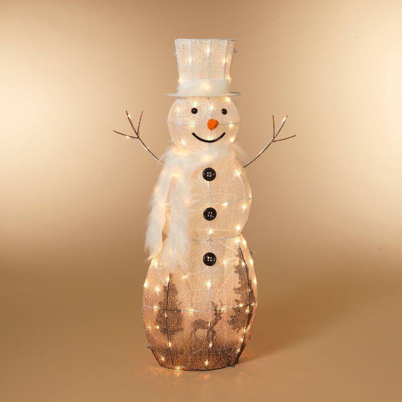 Gerson International 48-Inch Tall, Electric-Operated, LED Lighted White Snowman with Scarf and Top Hat