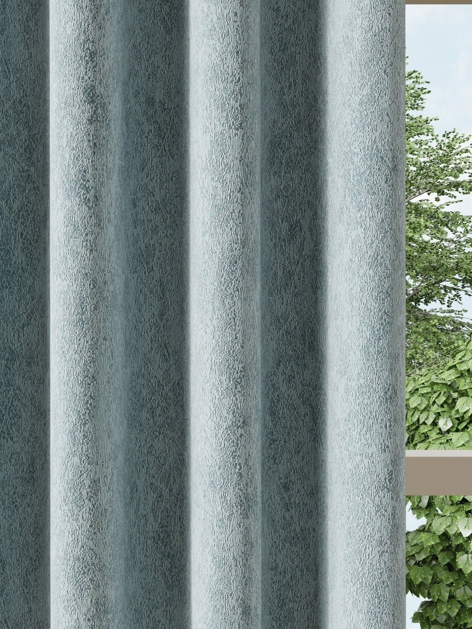 DDecor Blue Self Polyester 9 ft Long Door Curtain