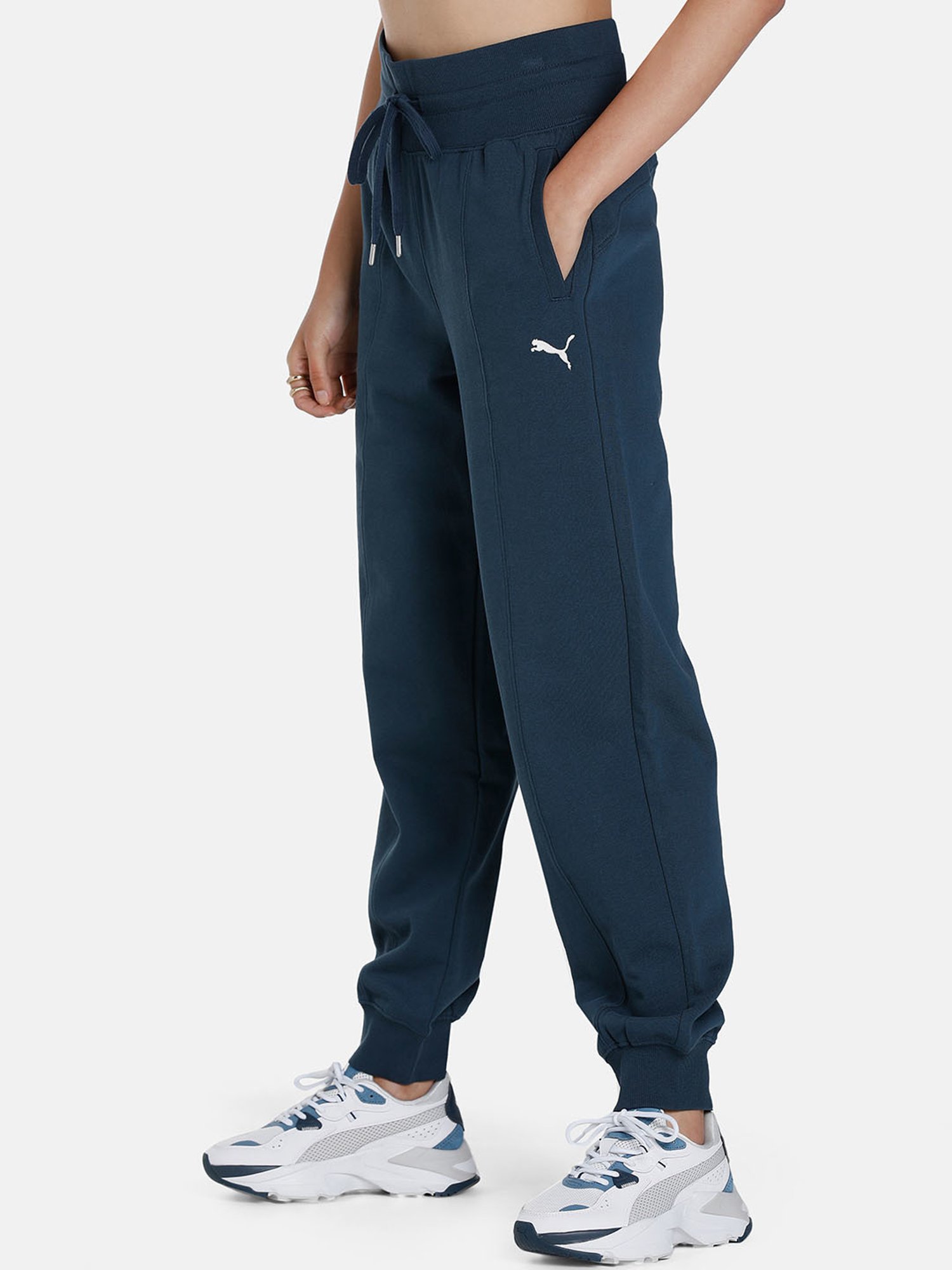 Puma Teal Regular Fit High Rise joggers