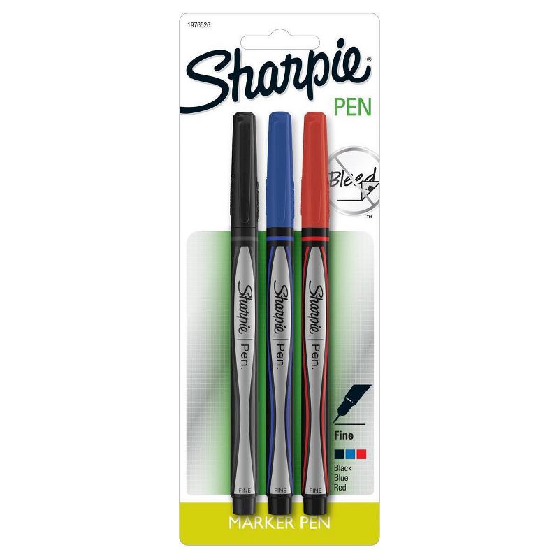 3pk Marker Pens Fine Tip .8mm Multicolor - Sharpie