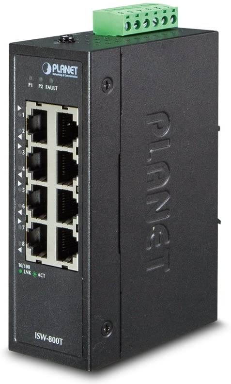 PLANET ISW-800T IP30 Compact Size 8-Port 10/100TX Industrial Fast Ethernet Switch (-40~75 degrees C)