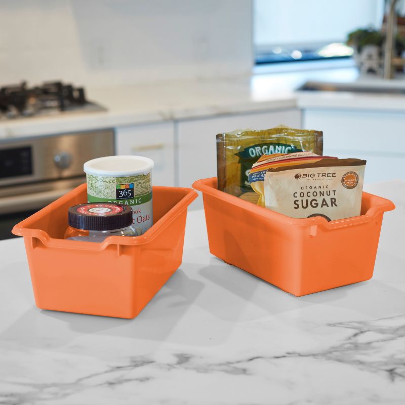 ECR4Kids Scoop Front Storage Bins, Cubby Compatible, Multipurpose Basket, 10-Pack - Orange