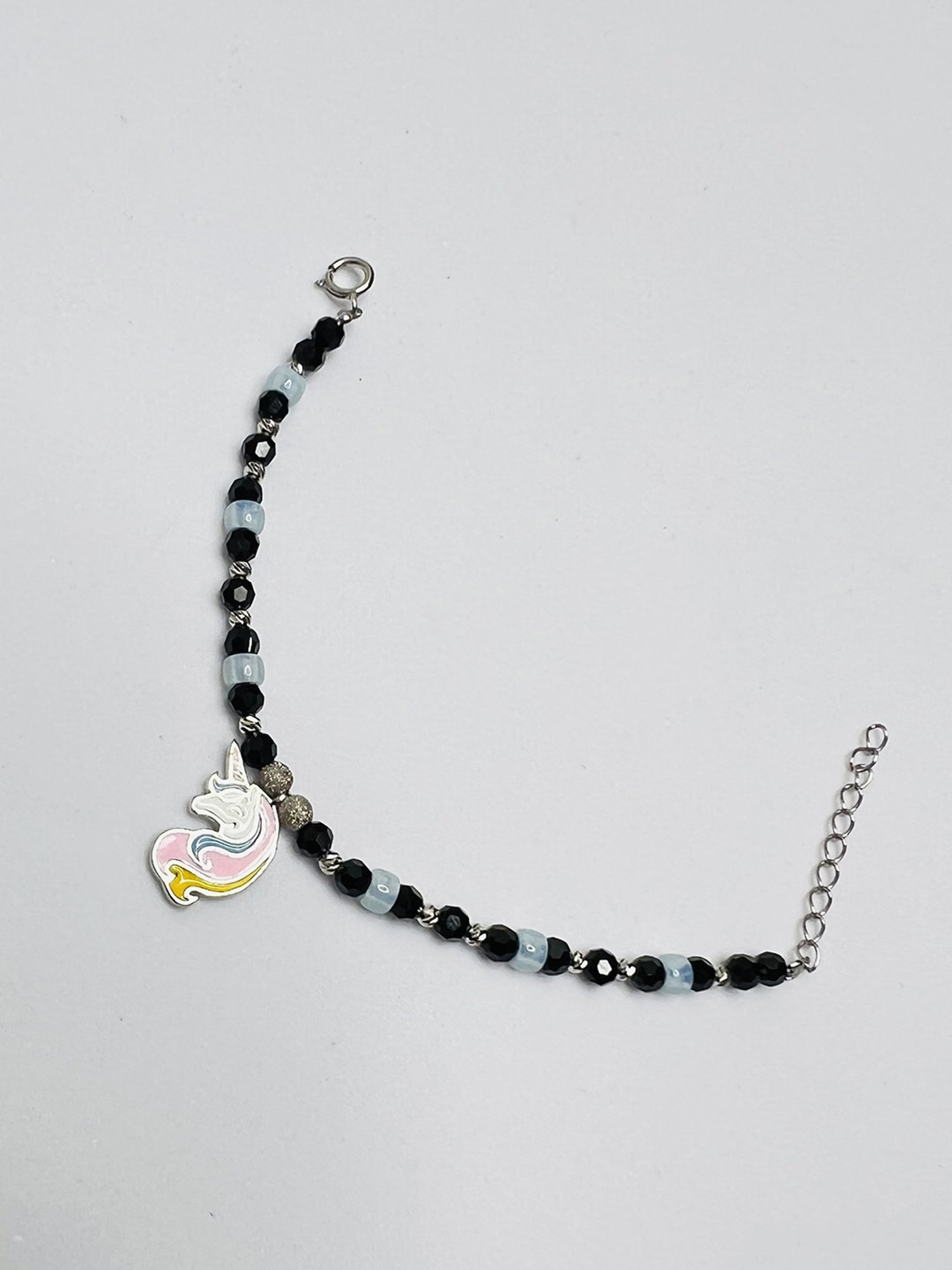 Arte Jewels 925 Sterling Silver Unicorn Initial Beads Bracelet for Baby Girls & Boys