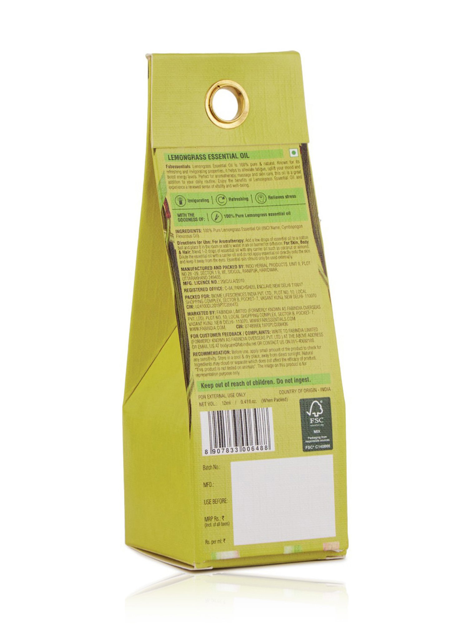 Fabessentials Lemongrass Essential Oil - 12 ml