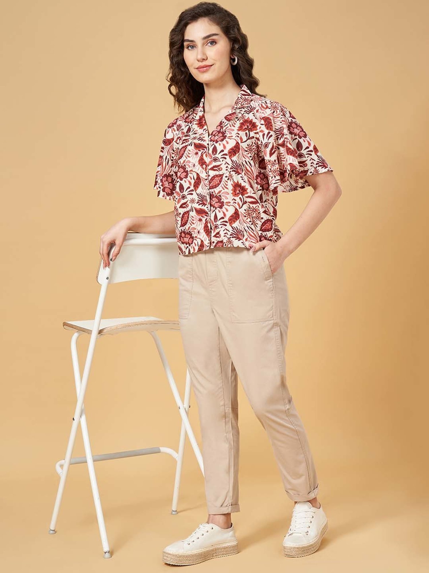 Honey by Pantaloons Maroon Printed Top