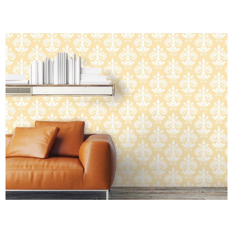 Devine Color Chantilly Peel & Stick Wallpaper Yellow/White