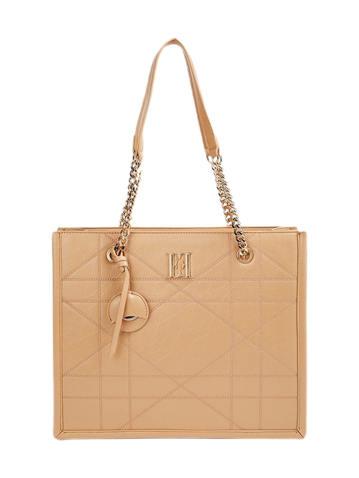 Elle Beige Textured Shoulder Bag