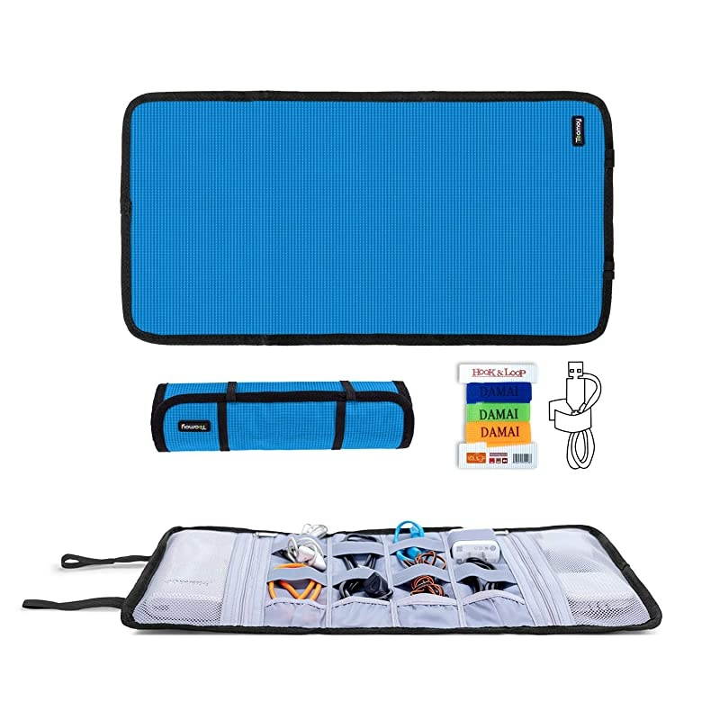 Travel Cable Organizer Cord BagUSB Drive Shuttle CaseElectronics Accessory Organizer Light Blue