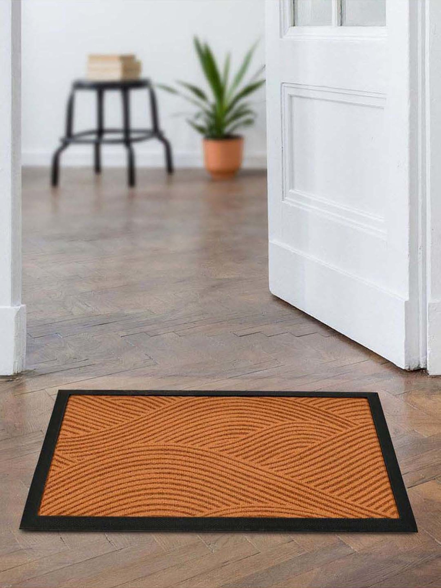@home Brown Fiber Wavy Anti-Slip Door Mat