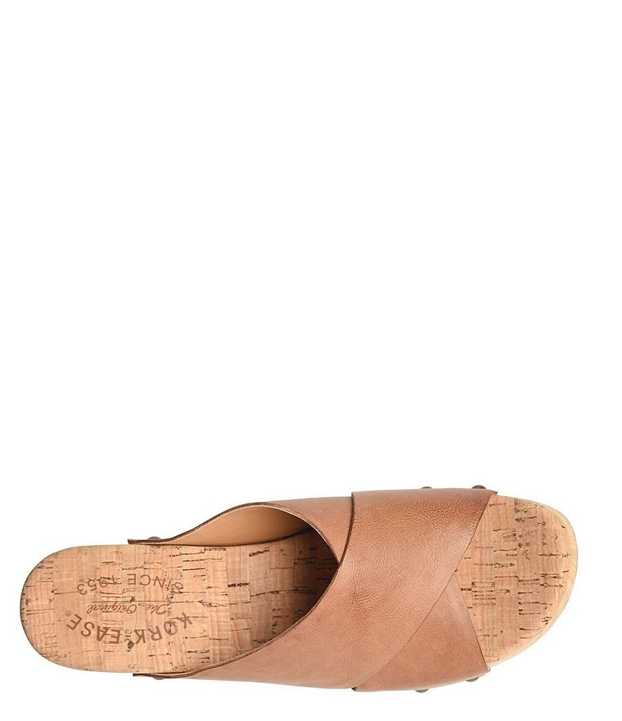 Kork-Ease Tatum Leather Wood Heel Platform Slide Sandals