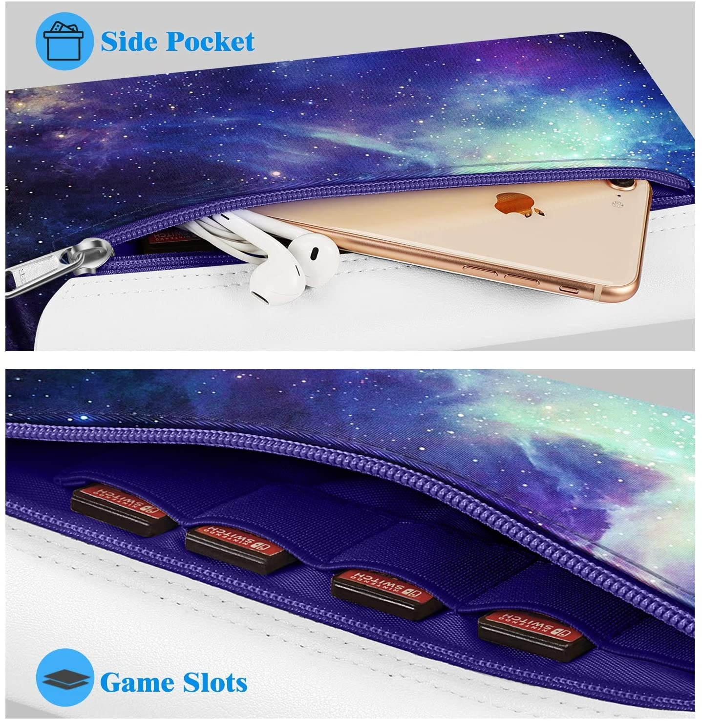 Fintie Carry Case for Nintendo Switch Lite 2019 - Portable Travel Bag Protective Sleeve Pouch w/Side Pocket, Game Card Slots, Holding Strap for Nintendo Switch Lite and Accessories, Galaxy