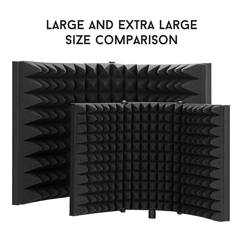 Microphone Isolation Shield Foldable Adjustable Durable Studio Recording Microphone Isolator Panel for Stand Mount or Table TopExtra Large Size