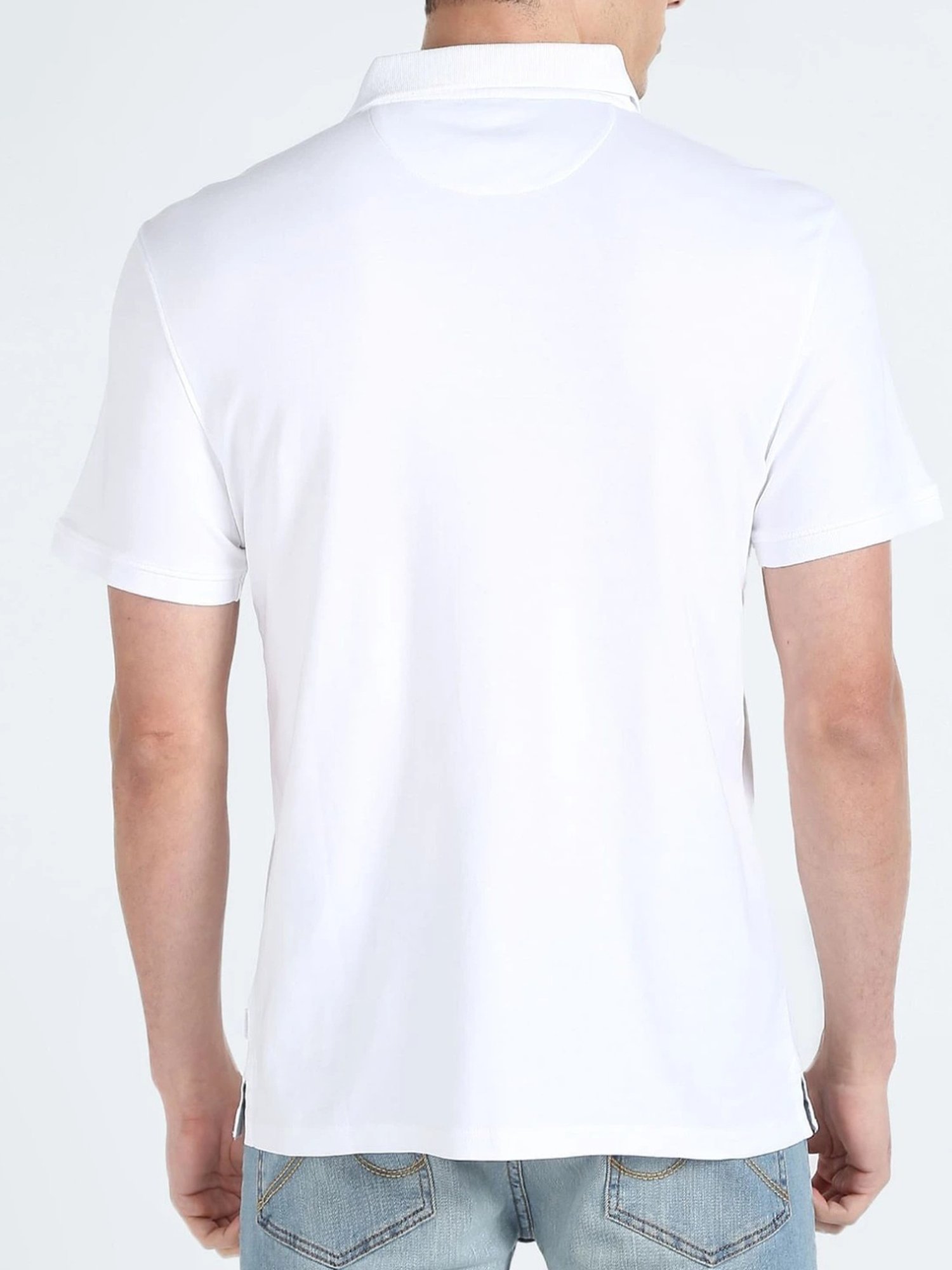 Calvin Klein Jeans White Cotton Regular Fit Polo T-Shirt
