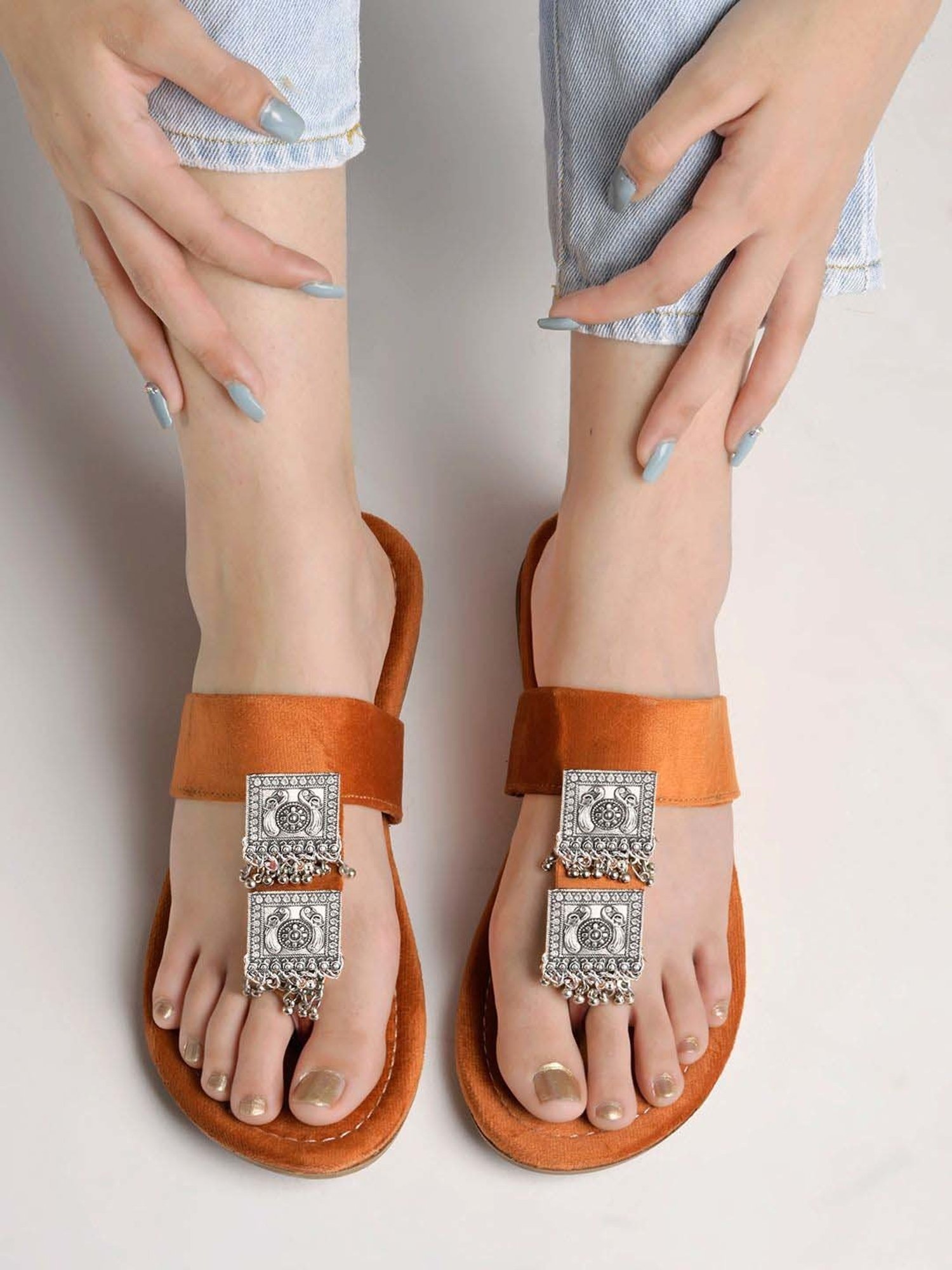 Shoetopia Kids Orange T-Strap Sandals