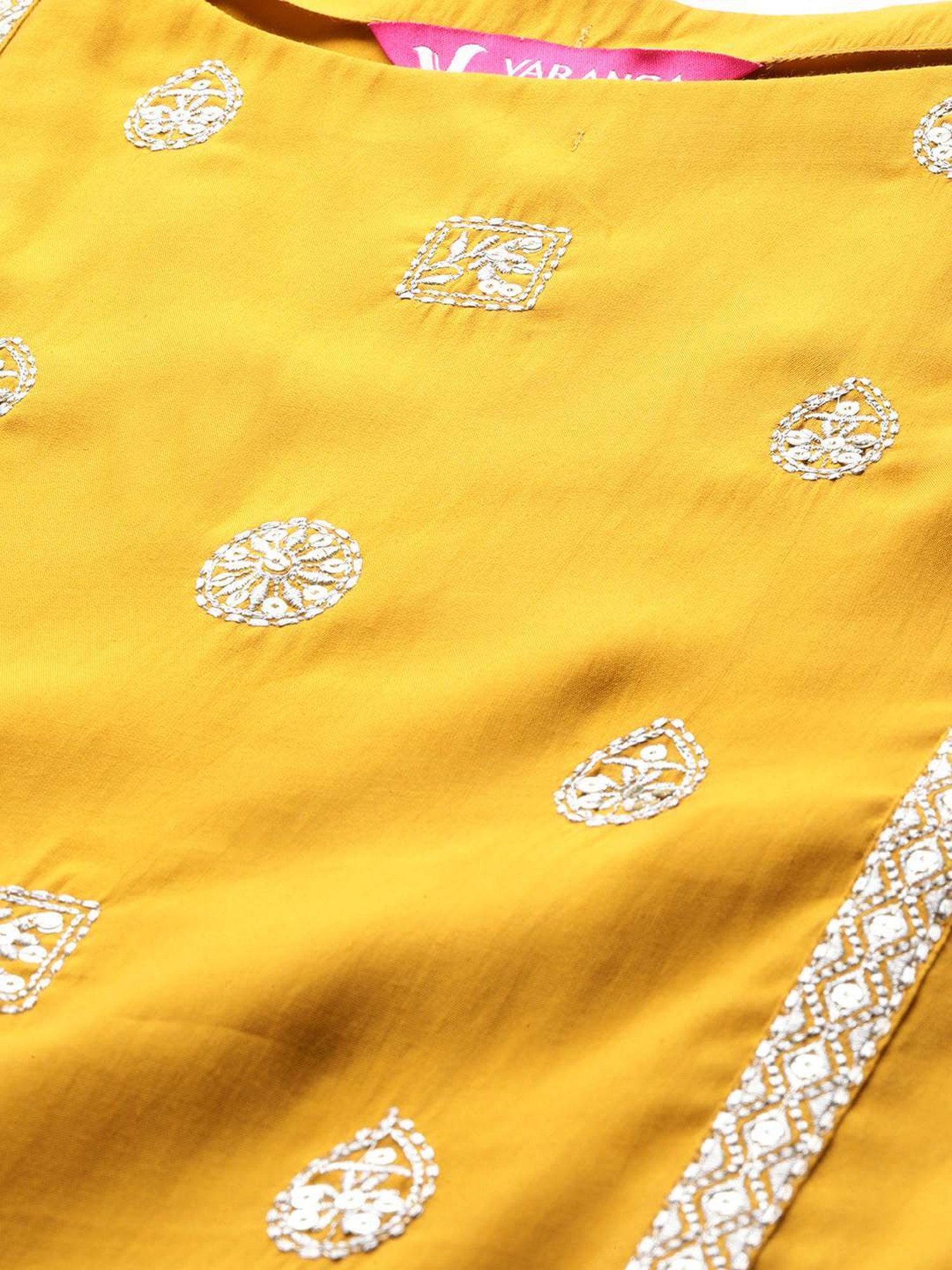 Varanga Mustard Embroidered Kurta Pant Set With Dupatta