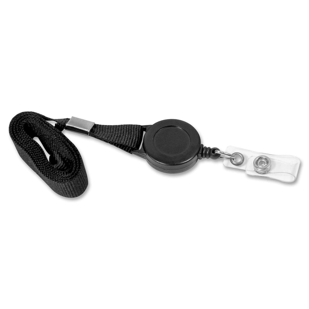 Baumgartens Lanyard Card Reel, Extends 24", 12/PK, Black 68979