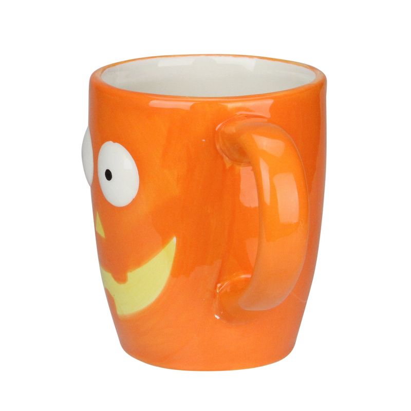 Transpac 4.5" Smiling Carved Pumpkin Face Halloween Coffee Mug - Orange/White