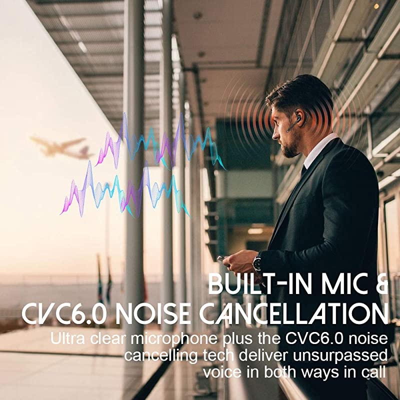 Headset,V5.0 Hands-Free Wireless Business Earpiece with Noise Reduction Mic for Cell Phones-Compatible with iPhone and Android,Work for Office/Workout/Driving