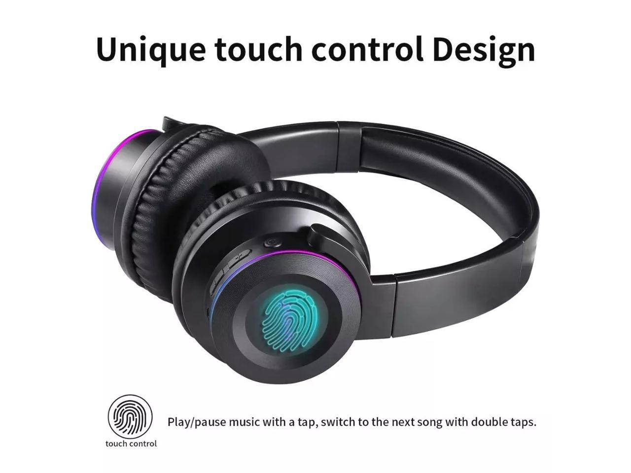 Wireless Bluetooth Headphones with Mic,Touch Control Over Ear Deep Bass Foldable Headset for Travel, Home Office,40H Playtime