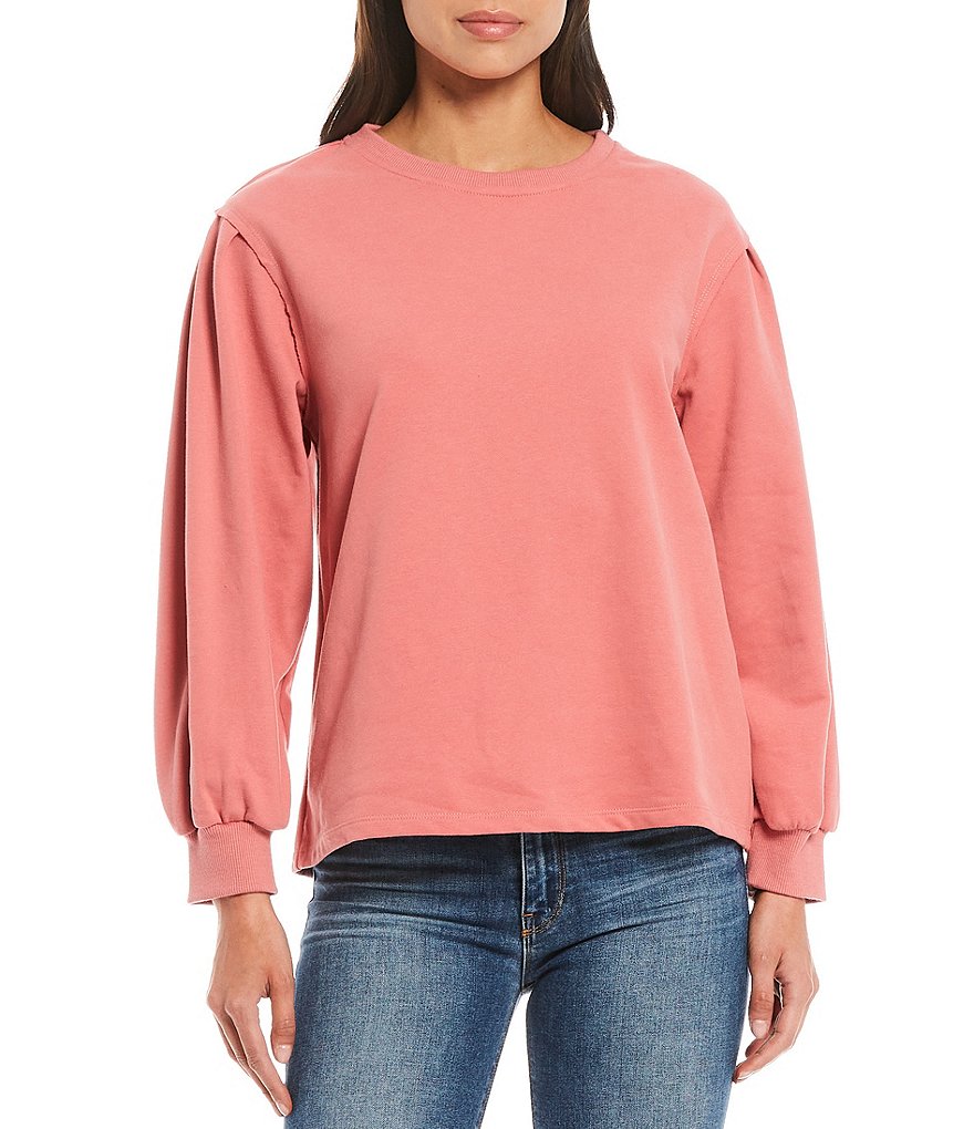 BB Dakota by Steve Madden Up to Here Puff Elbow Sleeve Mock Neck Smocked Top