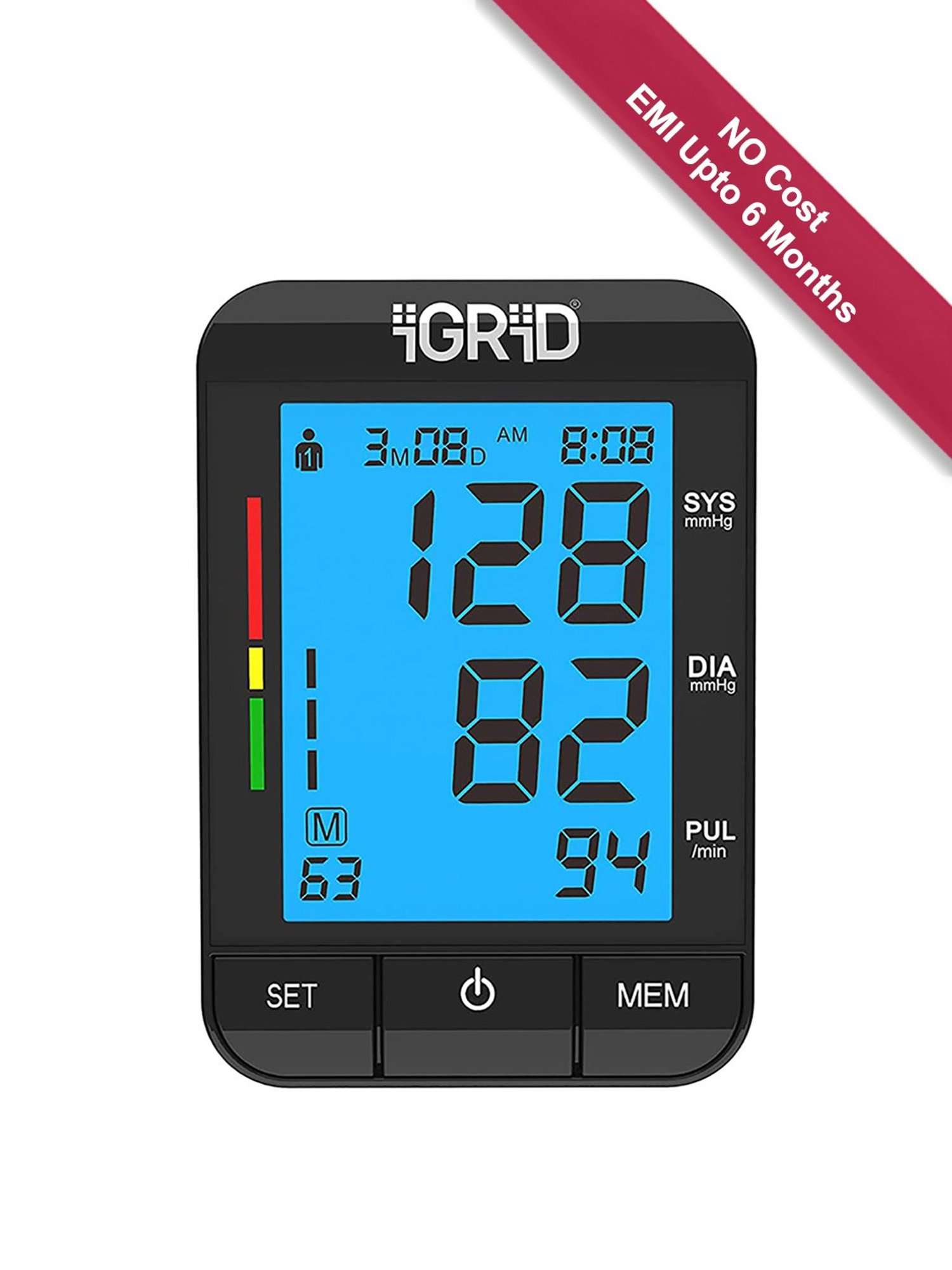 iGRiD IG1408 Digital BP Monitor with LCD Display (Black)