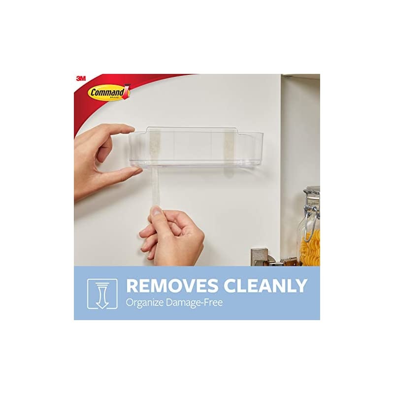 Medium Caddy, Clear, with 4 Clear Indoor Strips, Organize Damage-Free