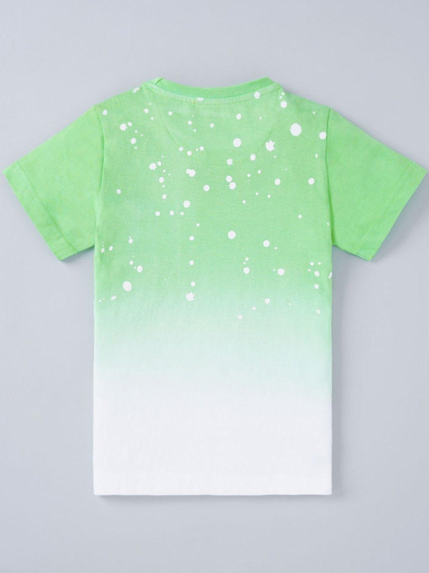 Ed-a-Mamma Kids Green & White Cotton Printed T-Shirt