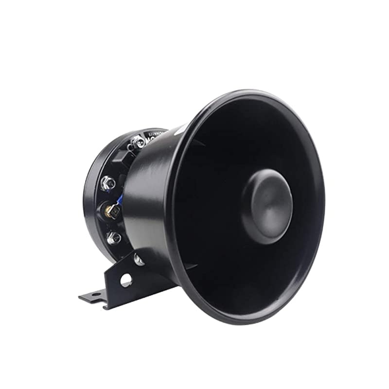 9200E Car Police Siren & Metal Black Round Cone Speaker,DC12V 100W Multi-Tones Wireless Remote Control Emergency Horn Sound PA System for Police Car