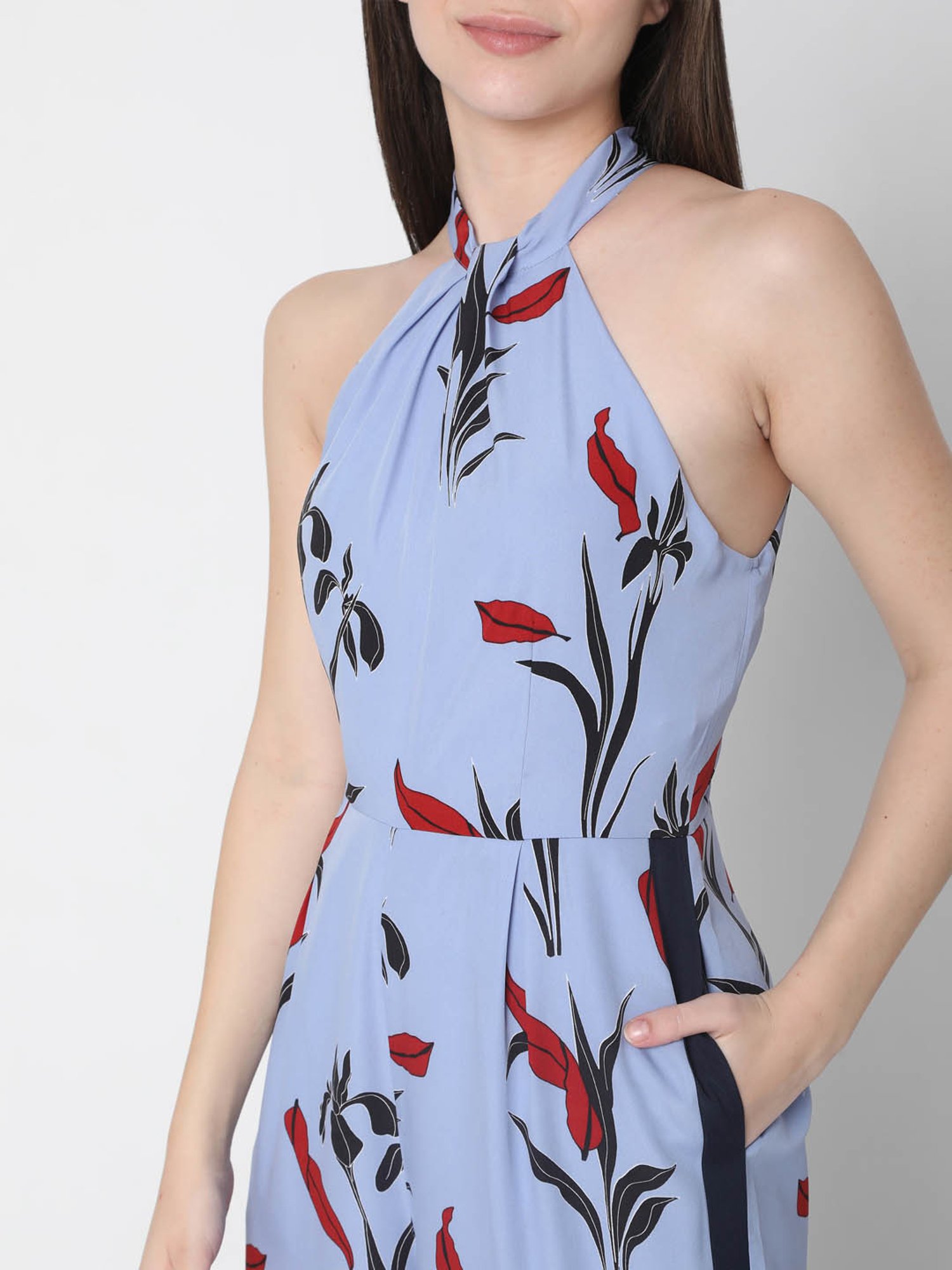 Vero Moda Powder Blue Floral Print Jumpsuit