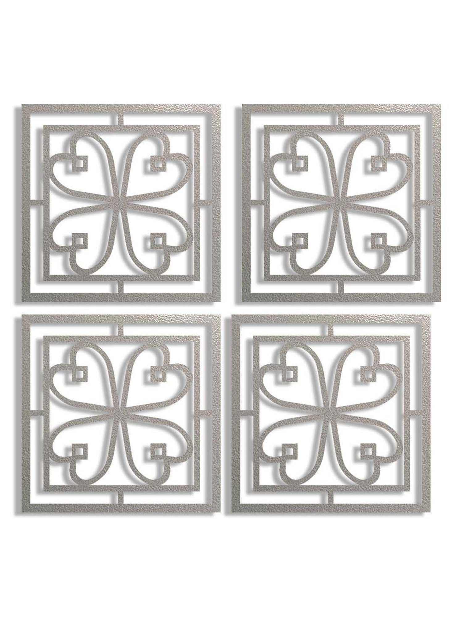 Art Street Silver Mdf Jharokha Jali Square Hanging Ornaments Wall Art - Set of 4