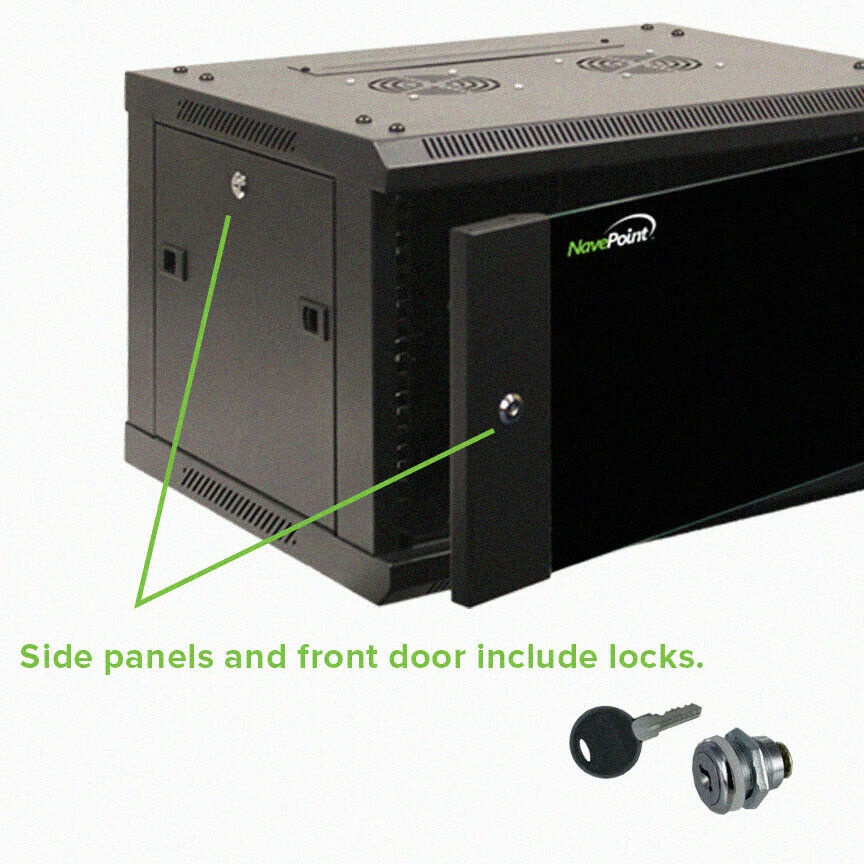 6U Wall Mount Network Server 19" Cabinet Rack Enclosure Glass Door Lock W/Shelf