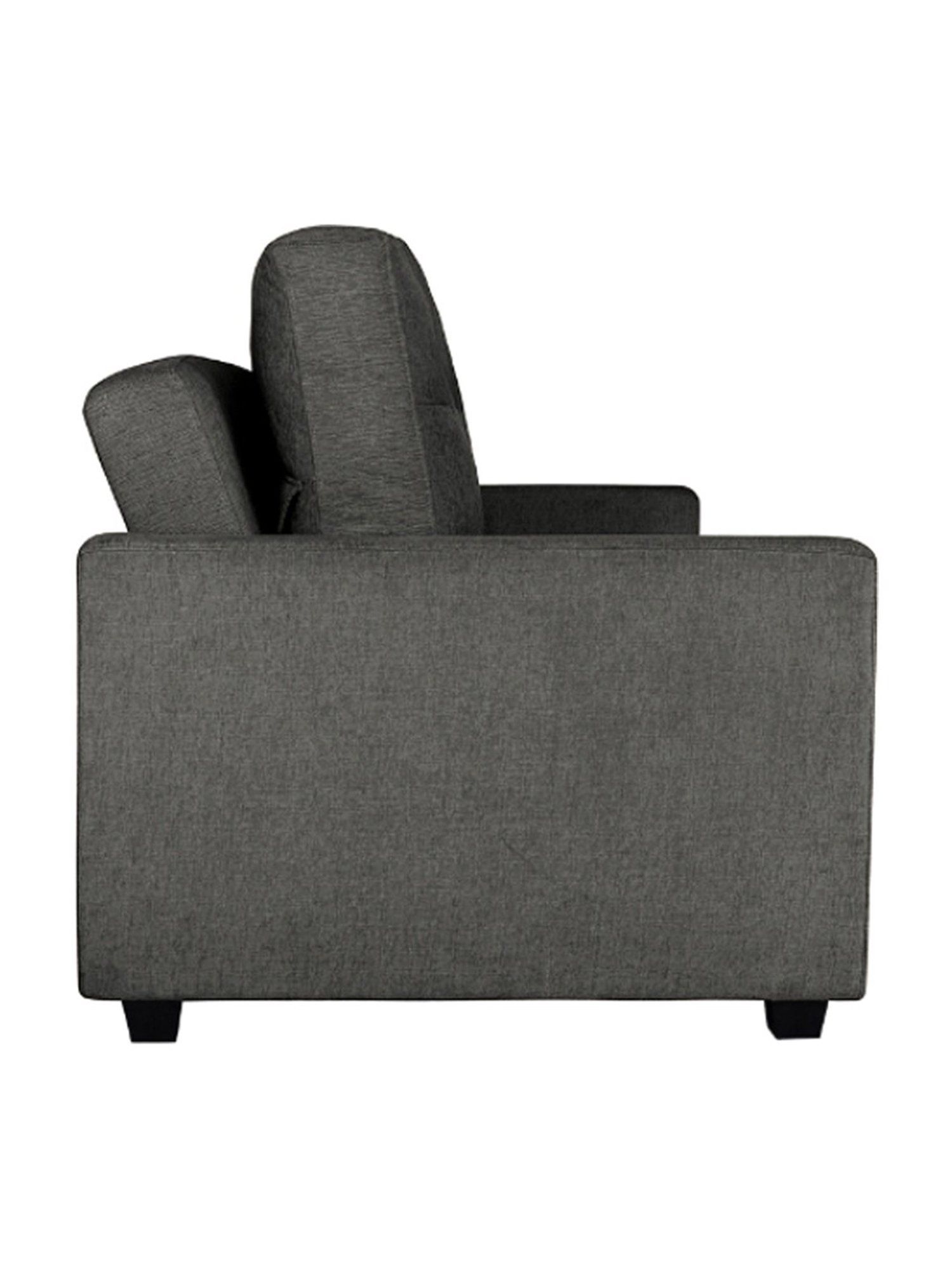 Duroflex Ease Quilted Grey Wood 3 Seater Sofa Cum Bed with Pullout Mechanism