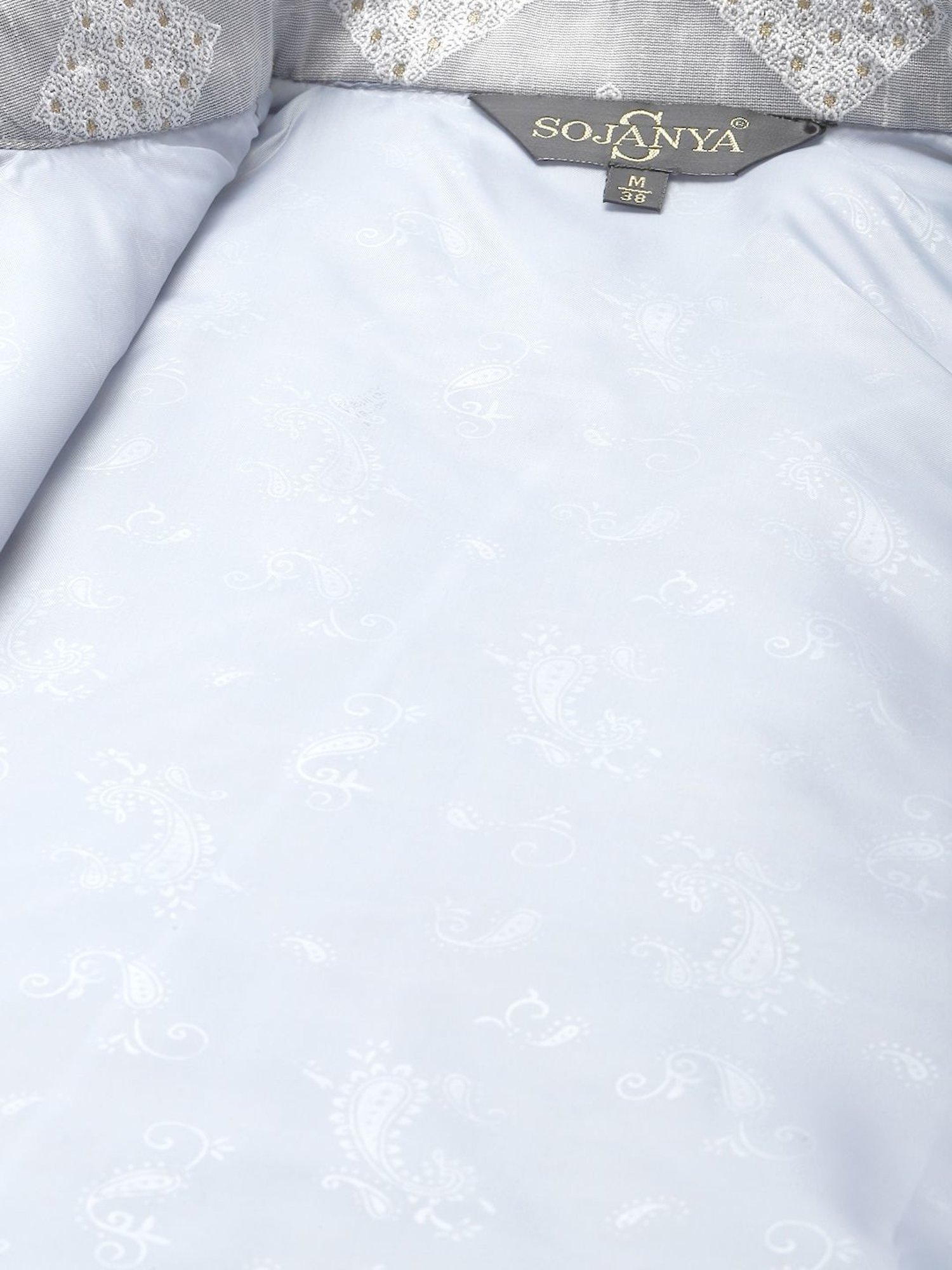 Sojanya Grey Regular Fit Self Pattern Nehru Jacket