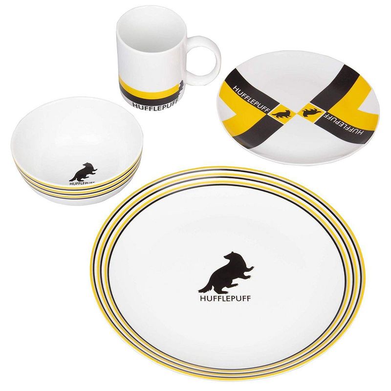 Seven20 Harry Potter 16 Piece Porcelain Dinnerware Set | Plates, Bowls Mugs | House Hufflepuff
