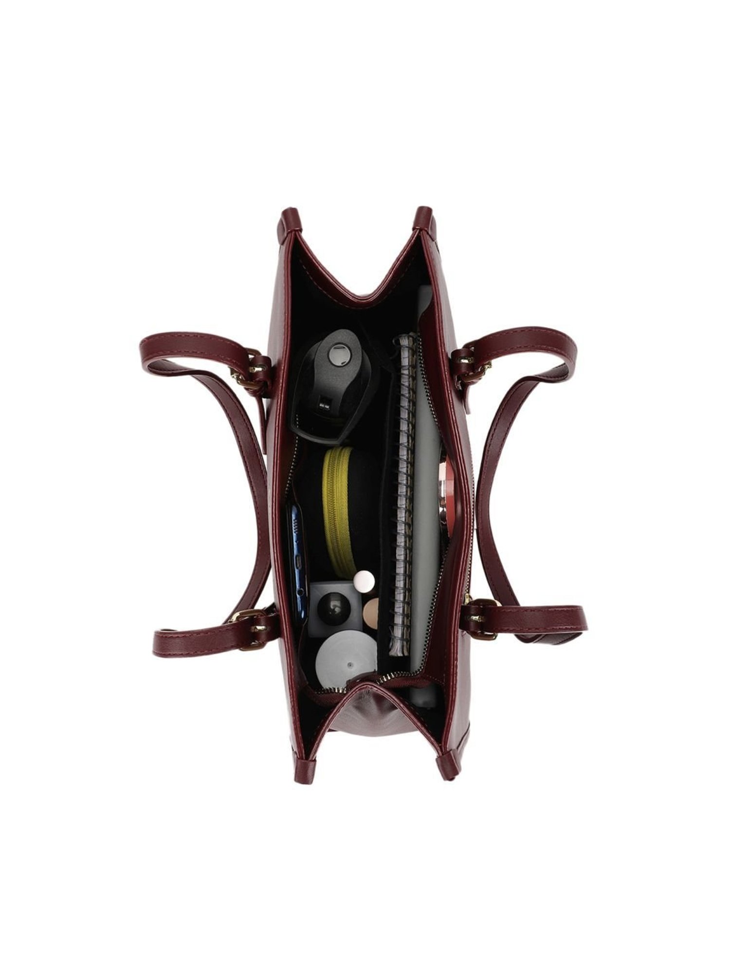 Tyra Hazel Wine Solid Faux Leather Tote Handbag