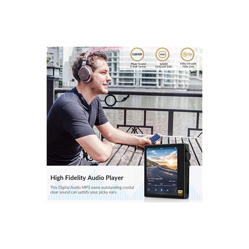 AP80 High Resolution Lossless MP3 Music Player with LDAC/aptX/FLAC/Hi-Res Audio/FM Radio, Hi-Fi Bluetooth Audio Player with Full Touch Screen (Black)