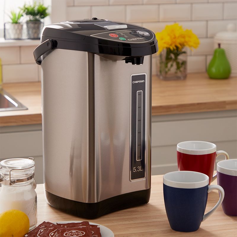 Chefman 5.3 Liter Instant Electric Auto Dispense Hot Water Pot, Stainless Steel