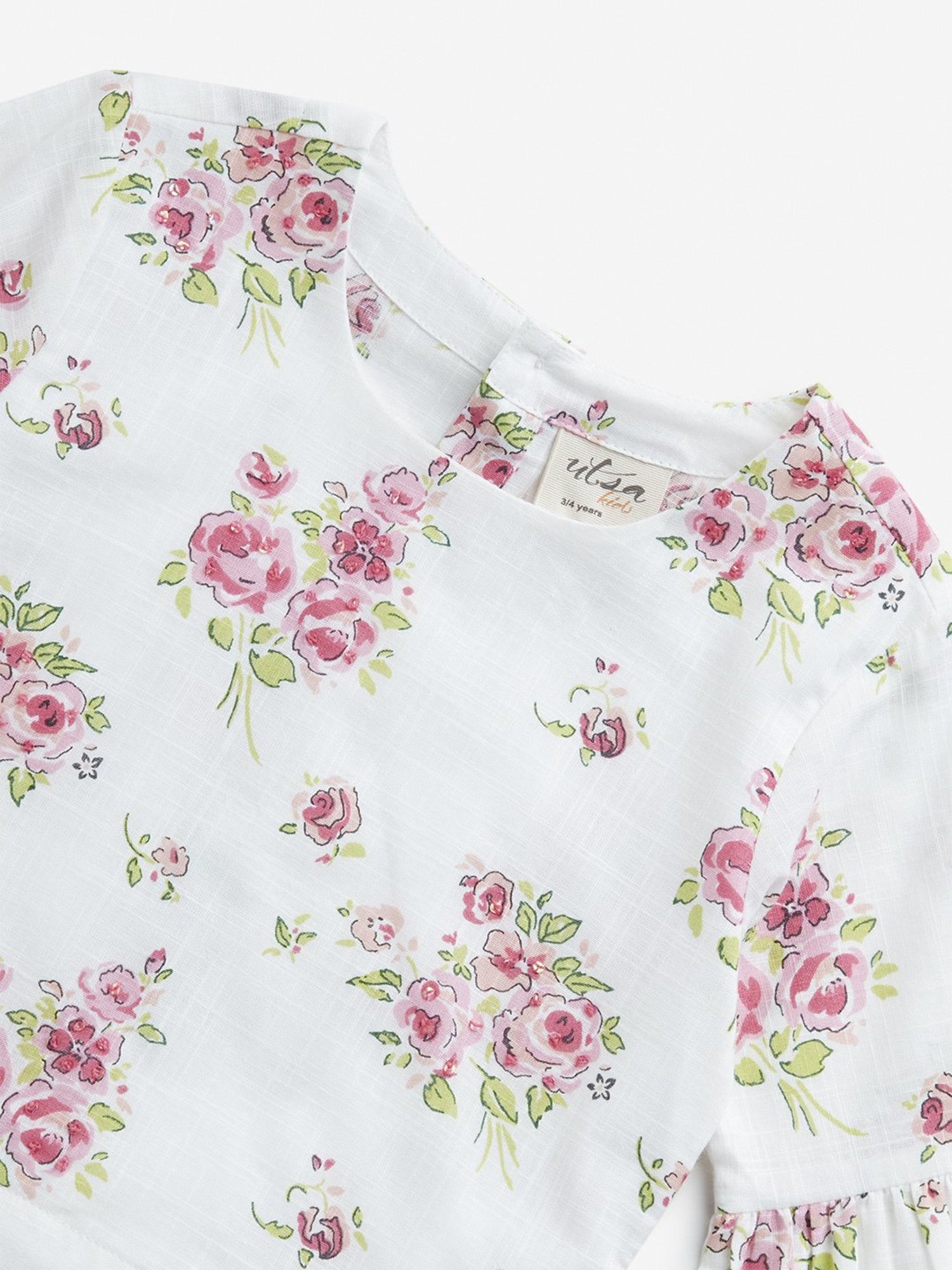 Utsa Kids by Westside White Floral Design Cotton Top