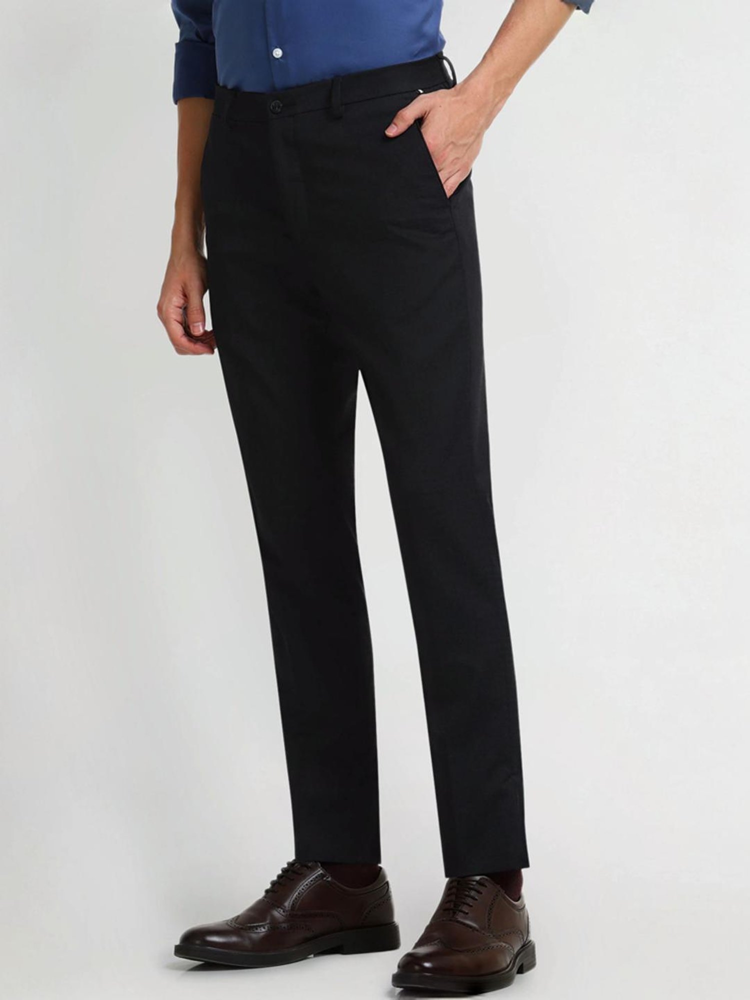 Arrow New York Blue Slim Fit Checks Trousers