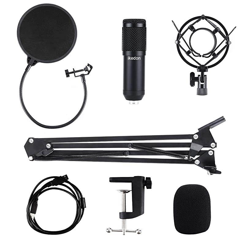 USB Condenser Microphone  192KHZ24Bit Plug Play PC Streaming Mic USB Microphone Kit with Professional Sound Chipset Boom Arm Set Studio Cardioid Mic for Recording YouTube Gaming Podcasting