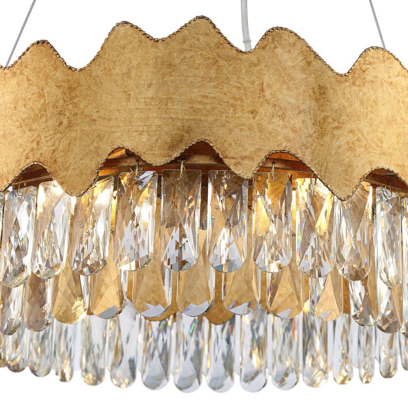 Possini Euro Design Bernice 19 3/4" Wide Gold Leaf and Crystal 6-Light LED Pendant Light