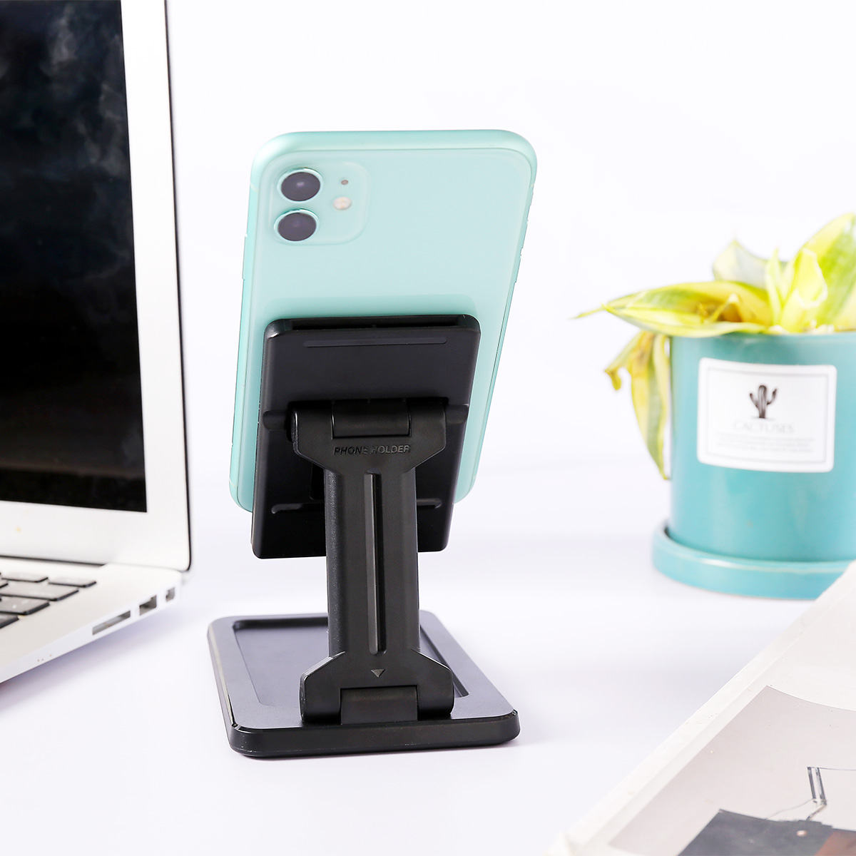 GLOTRENDS Cell Phone Stand Fully Foldable Angle Adjustable Phone Holder Stand for Desk, Compatiable with Smartphones/iPhone/iPad/Tablets/Kindle